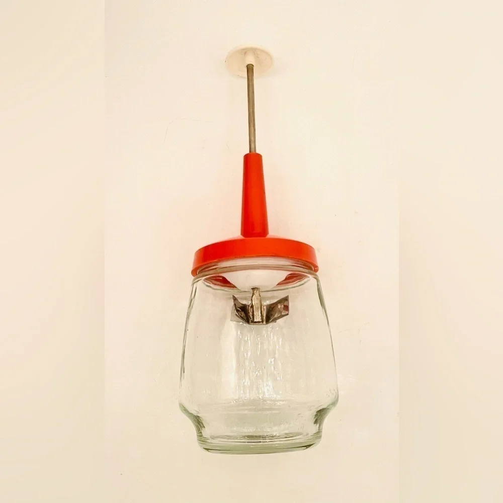 Retro Federal Housewares Orange Nut Chopper Push Top Vegetables Nuts Glass